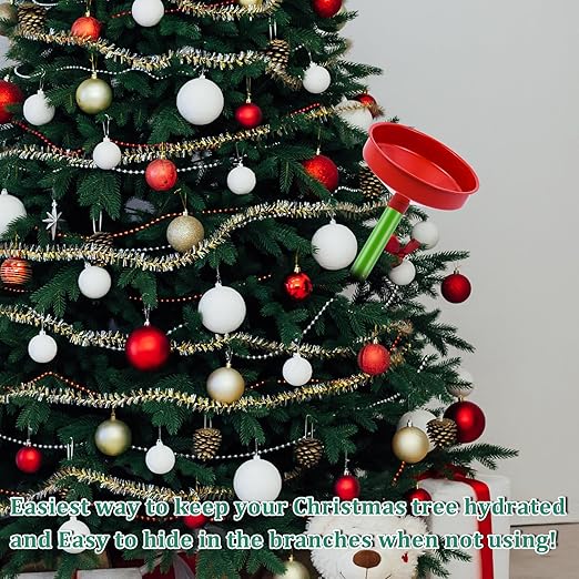 2Sets 47Inch Christmas Tree Watering Funnel, Wide Spout Christmas Tree Funnel Watering System with Green Stainless Steel Tubes Xmas Tree Watering Device Plant Watering Tool for Indoor Outdoor Plants