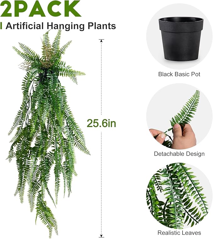 2 Pcs Faux Eucalyptus Vine Ivy Vine Artificial Hanging Plant Faux Plant Fake Potted Greenery for Wall Living Room Home Shelf Office Bathroom Outdoor Indoor Decor (Type 3)