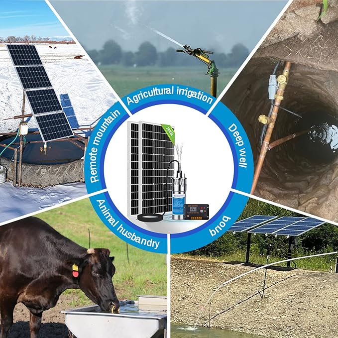 ECO-WORTHY 12V DC Solar Well Pump Kit – 200W Solar Panel Included, Submersible Water Pump, Portable Well Pump for Off-Grid Areas, Deep Wells, Irrigation, Water Tank Filling