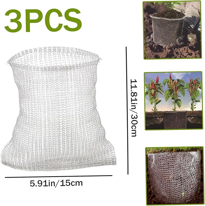 Plant Protectors, 3PCS Gopher Baskets, 12x5.9 Gopher Wire Basket, Stainless Steel Gassers, Reusable Plant Protectors for Plants, Berries, Vegetables, Tree Root Barrier