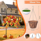 Ammyoo Artificial Fake Fall Flowers with Hanging Basket Plants for Outdoor Decoration, Silk Faux Flower UV Resistant Petunias for Home Porch Patio Garden Balcony Yard Decor Real Looking(Orange White)