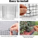 30 Pcs 24'' x 12'' Large Wire Plant Protector from Animals With Metal Cover, 10 Pack Metal Plant Cage Chicken Wire Cloche with 10Pcs Metal Covers to Keep Animals Out, Garden Protection Bunny Barricade