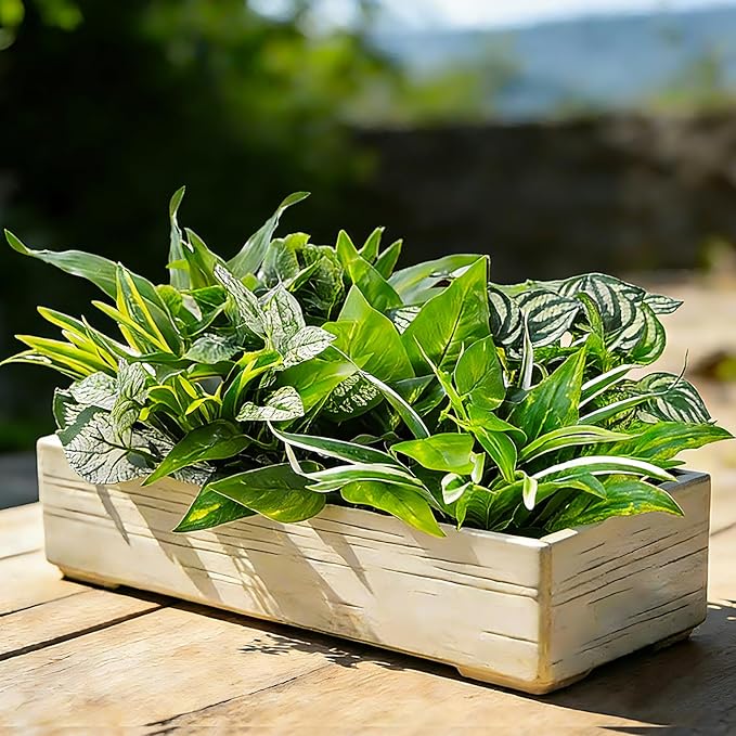 Artificial Plants for Outdoors Faux Greenery Leaves UV Resistant Realistic Plastic Large Bunches Shrubs Bushes with Stems, Fake Plants Decor Outdoor for Front Porch Door Patio Garden Yard, 9Pcs