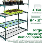 Worth Garden 4 Tier Mini Greenhouse - 63'' H x 27'' L x 19'' W - Sturdy Portable Gardening Shelves with PVC Cover - Small Green House Use in Indoor & Outdoor for Plants Flowers