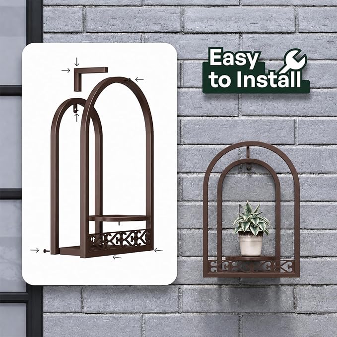 Metal Wall Planter Frame Haning Plant Stand (3 Pack Coffee)