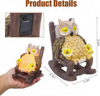 LIULO TOOL Garden Gift for Mom Grandma, LED Solar Owl on Chair Patio Sculpture, Cute Outdoor Fairy Garden Housewarming Decor Figurine 6x4.5x3.3 in