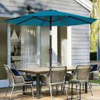 AreShark 9 FT Patio Umbrella for Outdoor, Outdoor Table Umbrella with Push Button Tilt and Crank, Outdoor Patio Umbrellas with 8 Sturdy Ribs for Market, Garden, Pool (Lake Blue)