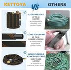 Non-Expanding Garden Hose 100 ft, Kink Free Flexible Water Hose with 10-Pattern Spray Nozzle, Lightweight Hose Pipe, Leak Proof, 3/4" Swivel Connectors, Super Fabric, Portable Storage Strap