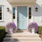 Artificial Fake Flowers Plants for Outdoor Spring Summer Decoration, 2 PCS Faux Silk Daisy Flowers No Fade UV Resistant Realistic for Outside Home Planter Porch Patio Balcony Yard Decor (Purple)
