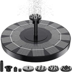 2.5W Solar Bird Bath Fountain Pump, Solar Fountains, Solar Powered Water Fountain with 6 Nozzles and Fixer for Bird Bath, Outdoors, Fish Tank, Pond, Pool and Garden