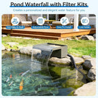 POPOSOAP 12INCH Stainless Steel Pond Waterfall Spillway with Multi-Stage Filter, 40W 660GPH Submersible Pump Kit with 9.8FT Tubing for Garden Ponds, Koi Ponds, Aquariums,Outdoor Landscapes-P7331