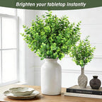 Artificial Greenery Eucalyptus Boxwood, UV Resistant Faux Outdoor Plants for Decoration, Realistic Fake Eucalyptus Leaves for Planter, Front Porch, Patio, Backyard Decor (12pcs)