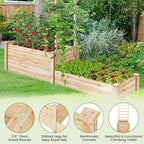 S AFSTAR Raised Garden Bed with Trellis & 2 Planter Boxes, 88" x 25" x 53" Outdoor Wooden Planter Box Kit for Flower Herb Veggies Fruit Climbing Vines, Elevated Gardening Planter for Garden Patio