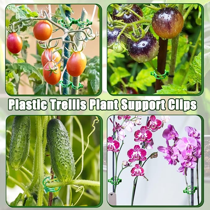 400 Pcs Plastic Trellis Plant Support Clips,Vine Vegetable Fixing Clips,Grape Tomato Plant Support,Garden Vine Clips for Healthier Vegetable Growth (Green)