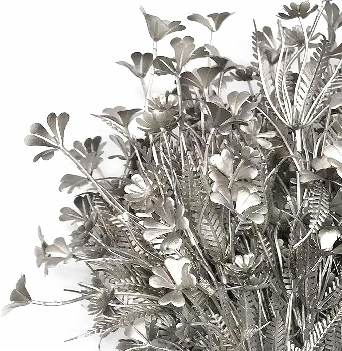 PASYOU Christmas Artificial Plants Decoration, Plastic Grass Faux Shrubs Simulation Flower Leaves Indoor Outdoor Home Garden Planter Filler Party Hotel Verandah Wedding DIY Decor - Silver 2 Pack