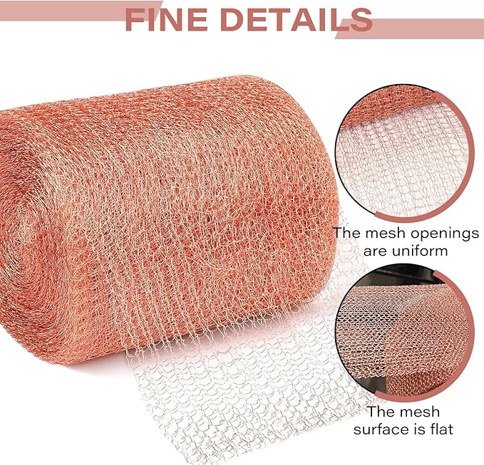 Copper Mesh 5 Inch x 29.5 Ft Copper Mesh for Slugs Rustproof Wire for Slugs Wire Repellent Roll Pet Friendly Plant Protector for Rodent, Bat & Snail..