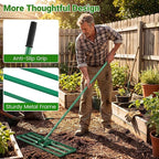Goplus Lawn Leveling Rake, 30" x 10" Heavy Duty Level Lawn Tool w/ Ergonomic Handle for Soil, Effort-Saving Landscape Rake for Garden, Backyard, Golf Course, Farm, Pasture (Green)