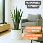 Fox & Fern 15" Large Planter Fits Plant Stand - Fiberstone - Drainage Plug - Indoor Outdoor - Matte White