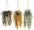 3 Packs Fake Hanging Plants with Black Pots, 18" Artificial Hanging Plants for Wall Decor, Fake Fern Plants Mandala Vine for Home Bathroom Bedroom Kitchen Office Room Decor