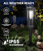 NEWMESSI 4 Pack Solar Pathway Lights Outdoor, Modern Super Brightness LED Path IP65 Waterproof Garden Lights Solar Powered Landscape Lighting for Outside Yard Garden Driveway Walkway