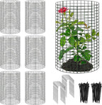 18 Pcs 24'' x 12'' Large Wire Plant Protector from Animals, 6 Pack Metal Plant Cage Chicken Wire Cloche with Ground Stakes and Nylon Tie to Keep Animals Out, Garden Protection Bunny Barricade