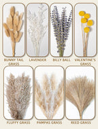 Boho Decor Bouquet - Pampas Grass,Eucalyptus,Lavender,Bunny Tail,Billy Balls 16~17inch Natural Dried Flowers for Home,Living Room,Wedding,Room,Wall Decor
