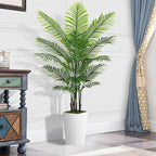 Artificial Palm Tree 6FT - Fake Tree with White Tall Planter - Faux Tropical Areca Floor Plant in Pot - Artificial Silk Plant for Home Office Living Room Decor Indoor