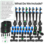 MIXC 230FT Quick-Connect Drip Irrigation System Kit, Automatic Garden Watering System with 1/4" & 1/2" Fast-Lock Tubing - Adjustable Nozzles & Sprinklers for Garden, Greenhouse, Lawn, Potted Plants