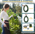 Non-Expandable Garden Hose 100 FT, Lightweight Hose with 10 Function Spray Nozzle, Kink-Free Flexible Water Hose, Durable, Leak-Proof, 360° Swivel Connectors, Portable Storage Strap