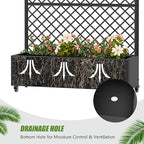 Casaphoria Metal Raised Garden Bed with Trellis and Wheels, 72"x47"x16" Arched Planter Box for Climbing Plants, Vegetables & Vines, Features Drainage Holes and Privacy Screen, Black-Rhombus