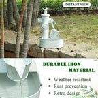 Metal Fire Hydrant Solar Water Fountain with Backup Battery,Solar Powered Water Fountain Outdoor,Solar Fountain Bird Bath for Garden, Patio & Yard Decor,Working at Night for at Least 6 Hours (White)