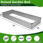 2PCS 7x3x1ft Galvanized Raised Garden Bed,Outdoor Planter Box Metal Patio Kit Planting Bed for Vegetables Flowers Herb,Silver