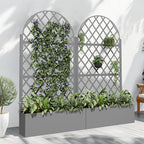 Casaphoria Metal Raised Garden Bed with Trellis and Wheels, 72"x35"x16" Arched Planter Box for Climbing Plants, Vegetables & Vines, Features Drainage Holes and Privacy Screen (Grey-Laurence)