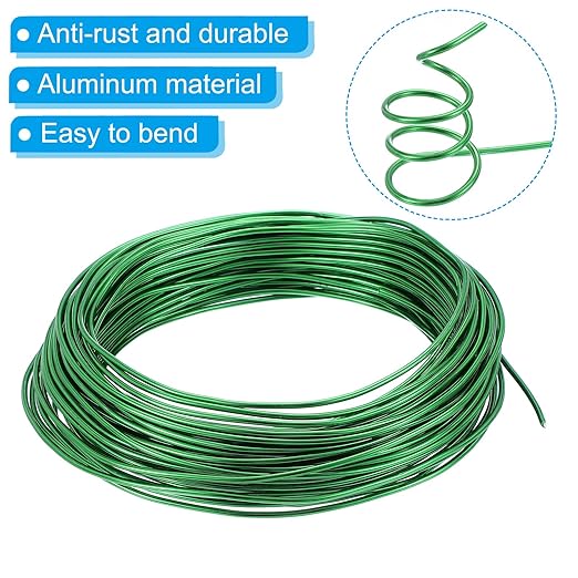 PATIKIL 2.5mm Bonsai Training Wire, 1 Roll Floral Wire Stems Anodized Aluminum Tree Wire 95 Feet Total for Gardening Branch Fixing, Green
