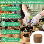 Riare 50 Pcs 50mm Organic Coco Coir Seed Starter Soil, Compressed Coconut Coir Potting Soil Mix for Seed Starting, Coconut Fiber Pellet for Planting Indoor & Outdoor Plants, Vegetables, Garden