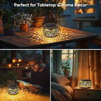 Solar Lanterns Waterproof Outdoor Decor: 2 Pack Hollow Out Retro Metal Solar Lights - Unique Gardening Gifts for Women Mom - Outside Garden Yard Patio Porch Tabletop Decorations 2 Lighting Colors