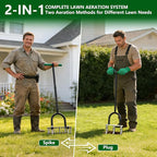 Bigwish 2-in-1 Lawn Aerator Tool with Interchangeable Spike & Plug Core Heads, Manual Lawn Aerator with Adjustable Handle, Heavy Duty Yard Aerator for Soil Loosening Lawn Care Garden Yard