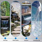 AquaMiracle Complete Outdoor Pond Waterfall Kit with LED Light | 4-Stage Filtration System | 8" Stainless Steel Spillway with 550GPH Water Pump | for Garden Backyard Koi Pond Pool Decoration