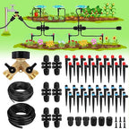 250FT Drip Irrigation System for Garden - 50FT 1/2" Main Tube & 200FT 1/4" Branch Tubing, Brass Splitter, Quick Connect Design, Perfect for Outdoor Plants, Raised Beds, Greenhouses