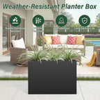 Metal Tall Planter 38" L x 10" W x 26" H, Long Rectangular Planter Box with Drainage Holes & Removable Shelf – Heavy Duty Steel Planter for Tall Plants, Flowers or Shrubs