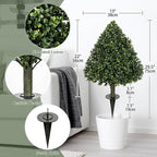 Briful Faux Boxwood Topiary Shrub with Ground Spike, 29.5" Artificial Topiary Trees Outdoors Fake Potted Boxwood Plants for Front Porch Garden Yard Home Decor