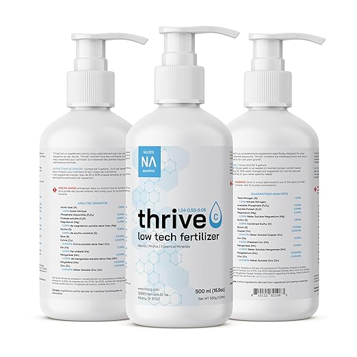 Thrive C Liquid Aquarium Plant Fertilizer – All in One Plant Food – 500ml Doses 2500 Gallon – Specialized Fertilizer for Low Tech Tanks – Comprehensive nutrients – Aquarium Nutrition