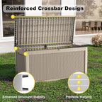 320 Gallon Resin Deck Box, Grey Outdoor Storage Box, Waterproof UV Resistant with Hydraulic Rod & Stable Structure, Great for Patio, Garden and Pool(Gray)