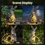 Solar Rabbit Garden Statues Outdoor Decor, Resin Rabbit Figurine Decorations with Solar Light, Whimsical Bunny Sculpture for Garden Patio, Balcony, Yard, Lawn Ornament