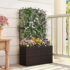 Giantex Raised Garden Bed with Trellis, 49'' Tall PE Rattan Planter Box w/Liner & Drainage, Metal Frame Privacy Screen for Vertical Climbing Plants, Vegetables & Flowers, Patio Balcony Gardening