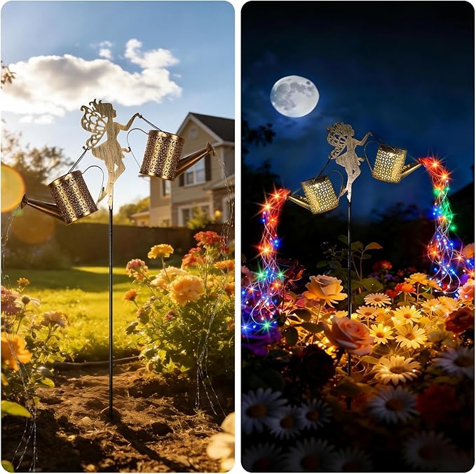 SRNPMIU Solar Watering_Can Light - Solar Yard Decorations Outdoor,Garden Decor Lights for Yard,IP65 Waterproof Hanging Lantern Lights,Outside Garden Flower Bed Decor Light for Moms Birthday 2PCS