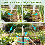 Drip Irrigation System for Garden, Automatic Watering System with Adjustable 360° Copper Spray Nozzles, DIY Drip Irrigation Kit for Yard, Lawn, Greenhouse, Raised Beds & Potted Plants (100FT)