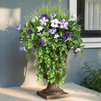 Waipfaru Artificial Plants & Flowers, UV Resistant Fake Plants Artificial Flowers Outdoors, Realistic Faux Petunias Fake Hanging Plants for Outside Garden Balcony Yard Porch(10 Bundles Purple White)