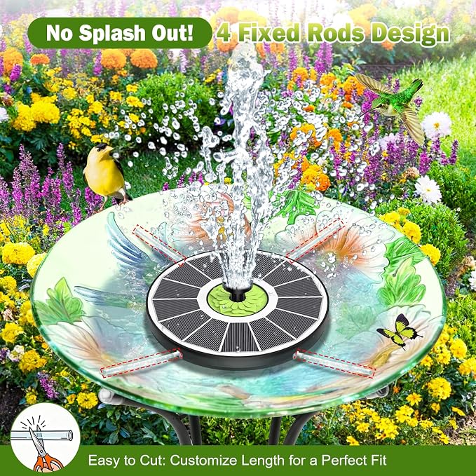 SZMP Upgraded 3.5W Full Glass Panel Solar Fountain for Bird Bath, Floating No-Installation Solar Powered Water Fountain Pump with 7 Nozzles, for Garden, Pond Decor (White)
