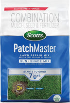 Scotts PatchMaster Lawn Repair Mix Sun + Shade Mix, Combination Grass Seed, Fertilizer, and Mulch, 4.75 lbs.